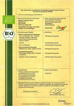 Zertifikat Bio 2019